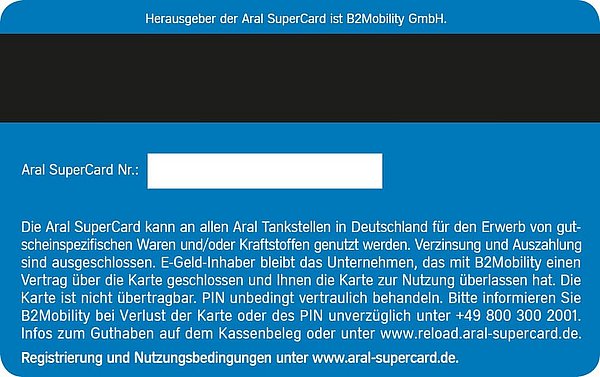 Rückseite der Aral SuperCard
